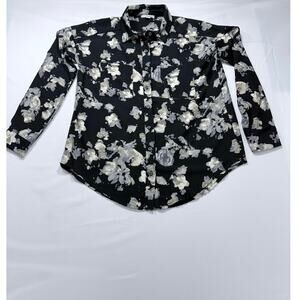 Allison Joy Black & Grey Floral Button Down Blouse - Size Small